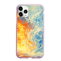 Чехол iPhone 11 Pro матовый Вода и пламя абстракция, цвет: 3D-розовый