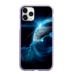 Чехол iPhone 11 Pro матовый Космос и сияющая планета, цвет: 3D-светло-сиреневый