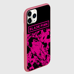 Чехол iPhone 11 Pro матовый Black pink - emblem - pattern - music, цвет: 3D-малиновый — фото 2