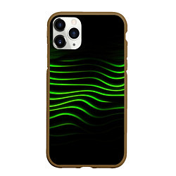 Чехол iPhone 11 Pro матовый Зеленые абстрактные волны