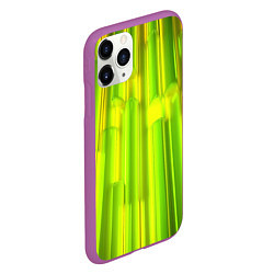 Чехол iPhone 11 Pro матовый Зеленые неоновые полосы, цвет: 3D-фиолетовый — фото 2
