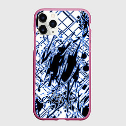 Чехол iPhone 11 Pro матовый Кибернетическая клякса синяя, цвет: 3D-малиновый