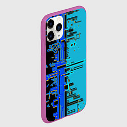 Чехол iPhone 11 Pro матовый Кибер-глитч синий, цвет: 3D-фиолетовый — фото 2