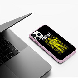 Чехол iPhone 11 Pro матовый Фалаут желтая силовая броня, цвет: 3D-розовый — фото 2
