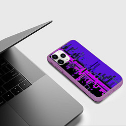 Чехол iPhone 11 Pro матовый Кибер-глитч фиолетовый, цвет: 3D-фиолетовый — фото 2
