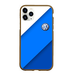 Чехол iPhone 11 Pro матовый Volkswagen - голубые линии