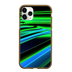 Чехол iPhone 11 Pro матовый Green black abstract, цвет: 3D-коричневый