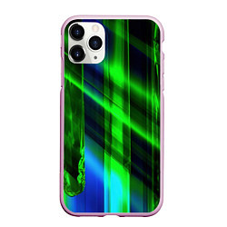 Чехол iPhone 11 Pro матовый Зеленая зеркальная абстракция, цвет: 3D-розовый