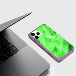 Чехол iPhone 11 Pro матовый Зеленые абстрактные листья, цвет: 3D-фиолетовый — фото 2