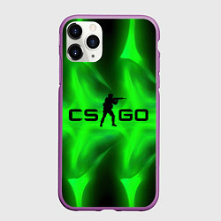 Чехол iPhone 11 Pro матовый CSGO green logo, цвет: 3D-фиолетовый