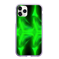 Чехол iPhone 11 Pro матовый Black green abstract, цвет: 3D-светло-сиреневый