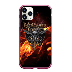 Чехол iPhone 11 Pro матовый Baldurs Gate 3 fire, цвет: 3D-малиновый