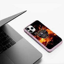 Чехол iPhone 11 Pro матовый Baldurs Gate 3 fire logo, цвет: 3D-розовый — фото 2