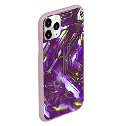 Чехол iPhone 11 Pro матовый Космические кибер схемы фиолетовые, цвет: 3D-розовый — фото 2