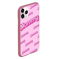 Чехол iPhone 11 Pro матовый Мамочка в стиле барби - паттерн розовый, цвет: 3D-малиновый — фото 2