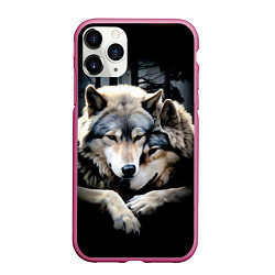 Чехол iPhone 11 Pro матовый Волки - молодая семья