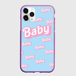 Чехол iPhone 11 Pro матовый Baby - Barbie style: blue pattern, цвет: 3D-фиолетовый