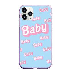 Чехол iPhone 11 Pro матовый Baby - Barbie style: blue pattern, цвет: 3D-светло-сиреневый