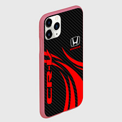 Чехол iPhone 11 Pro матовый Honda CR-V - красный и карбон, цвет: 3D-малиновый — фото 2