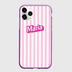 Чехол iPhone 11 Pro матовый Имя Мария в стиле Барби: розовая полоска, цвет: 3D-фиолетовый