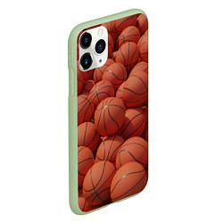 Чехол iPhone 11 Pro матовый Узор с баскетбольными мячами, цвет: 3D-салатовый — фото 2