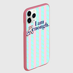 Чехол iPhone 11 Pro матовый I am Kenough - фраза и костюм Кена в полоску, цвет: 3D-малиновый — фото 2