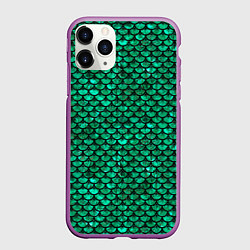 Чехол iPhone 11 Pro матовый Кожа изумрудного дракона, цвет: 3D-фиолетовый