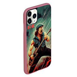 Чехол iPhone 11 Pro матовый AC DC rock, цвет: 3D-малиновый — фото 2