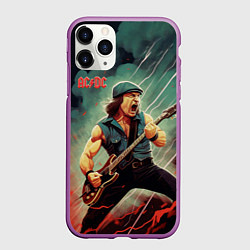 Чехол iPhone 11 Pro матовый AC DC rock, цвет: 3D-фиолетовый