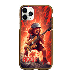 Чехол iPhone 11 Pro матовый ACDC fire rock, цвет: 3D-коричневый