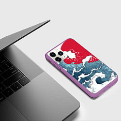 Чехол iPhone 11 Pro матовый Страна восходящего солнца - большая волна, цвет: 3D-фиолетовый — фото 2