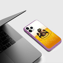 Чехол iPhone 11 Pro матовый Динозавр пивозавр на фоне пива, цвет: 3D-фиолетовый — фото 2