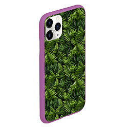 Чехол iPhone 11 Pro матовый Листья папоротника паттерн, цвет: 3D-фиолетовый — фото 2