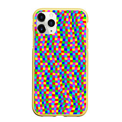 Чехол iPhone 11 Pro матовый Цветные клетки искажение, цвет: 3D-желтый