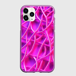 Чехол iPhone 11 Pro матовый Розовые абстрактные трубочки, цвет: 3D-фиолетовый