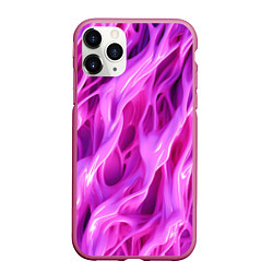 Чехол iPhone 11 Pro матовый Розова ткань текстуры, цвет: 3D-малиновый
