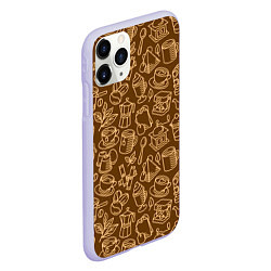 Чехол iPhone 11 Pro матовый Кофе и чай - коричневый, цвет: 3D-светло-сиреневый — фото 2
