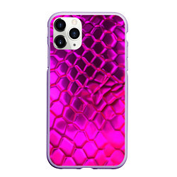 Чехол iPhone 11 Pro матовый Объемные розовые соты, цвет: 3D-светло-сиреневый