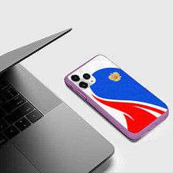 Чехол iPhone 11 Pro матовый Герб РФ - white sport, цвет: 3D-фиолетовый — фото 2