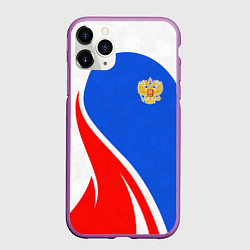 Чехол iPhone 11 Pro матовый Герб РФ - white sport