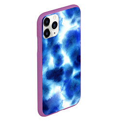Чехол iPhone 11 Pro матовый Акварельные абстрактные пятна напоминающие космос, цвет: 3D-фиолетовый — фото 2