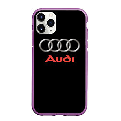 Чехол iPhone 11 Pro матовый Audi sport на чёрном, цвет: 3D-фиолетовый