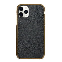 Чехол iPhone 11 Pro матовый Кожаная чёрная текстура, цвет: 3D-коричневый