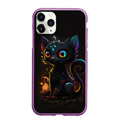 Чехол iPhone 11 Pro матовый Котик дракон, цвет: 3D-фиолетовый