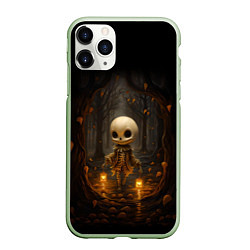 Чехол iPhone 11 Pro матовый Призрак в лесу - скелет, цвет: 3D-салатовый