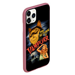 Чехол iPhone 11 Pro матовый Кот вампир, цвет: 3D-малиновый — фото 2