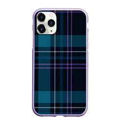 Чехол iPhone 11 Pro матовый Клетка бирюзово-черная, цвет: 3D-светло-сиреневый