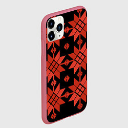Чехол iPhone 11 Pro матовый Удмуртский - вертикаль black, цвет: 3D-малиновый — фото 2