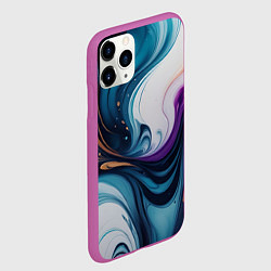 Чехол iPhone 11 Pro матовый Жидкий цветной узор - нейросеть, цвет: 3D-фиолетовый — фото 2