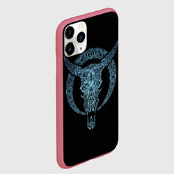 Чехол iPhone 11 Pro матовый Голова животного с рогами - кельстские узор, цвет: 3D-малиновый — фото 2
